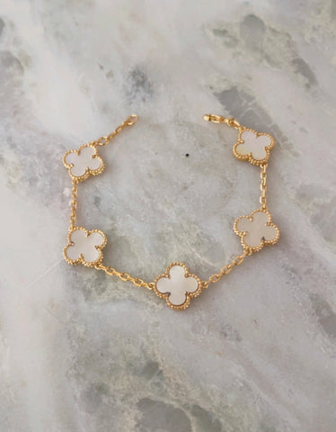 Luxury 21K Gold Plated Designer Bracelet in White