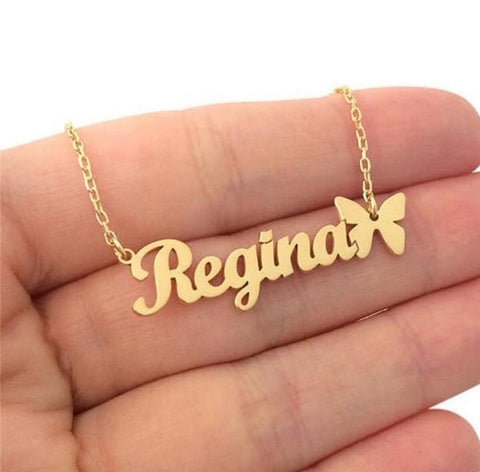 Customized Gold Plated 21K Single Name Necklace