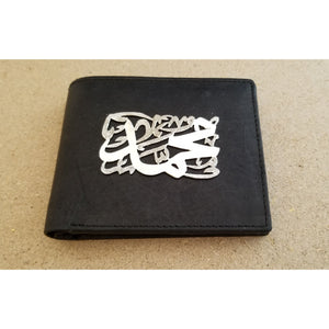 Gold Plated 21K Name on Leather Wallet
