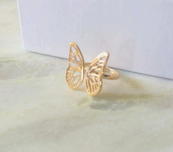 High Quality Exquisite Butterfly Design Stainless Steel Open Rings for Women