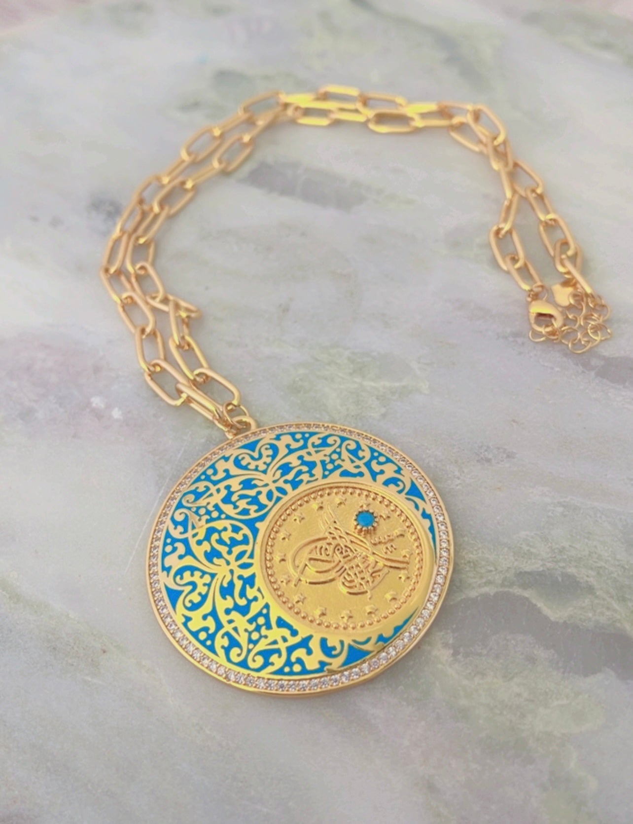 Luxury 18K Gold Islamic Pattern Plated Necklace