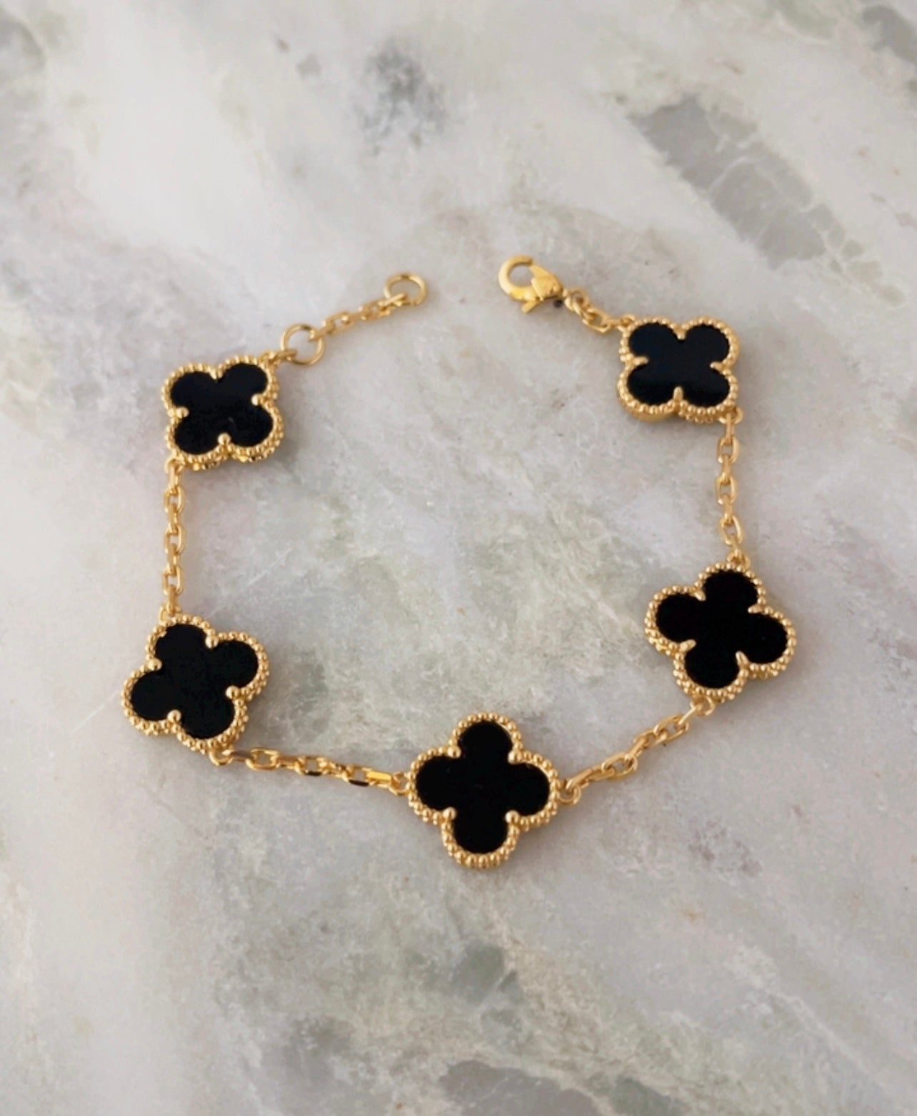 Luxury 18K Gold Plated Designer Bracelet in Black