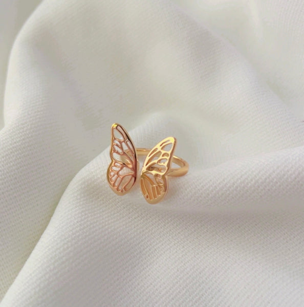High Quality Exquisite Butterfly Design Stainless Steel Open Rings for Women