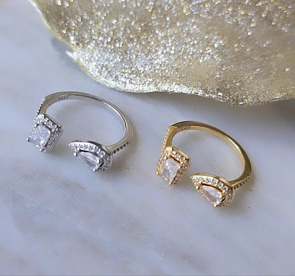 Luxury 18K Gold Plated Zircon  Ring in Gold & Silver