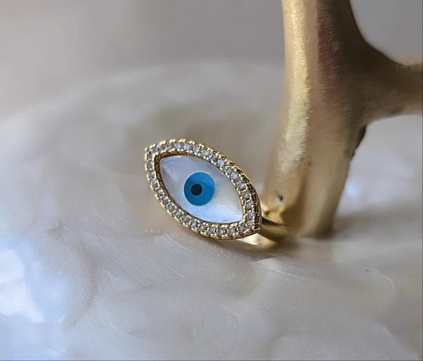 High Quality Zircon Unique Colorful Evil Eyes Rings 18K Gold Plated Open Adjustable Rings Jewelry