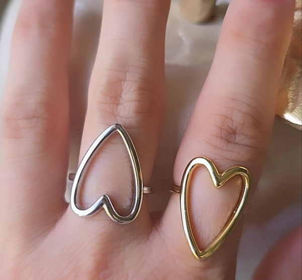 Luxury 18K Gold Plated Heart  Ring in Gold & Silver