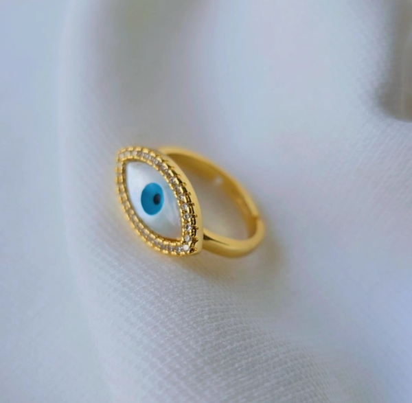 High Quality Zircon Unique Colorful Evil Eyes Rings 18K Gold Plated Open Adjustable Rings Jewelry