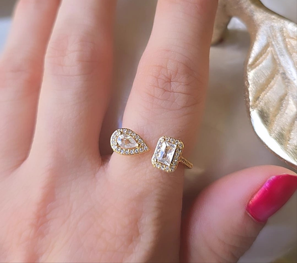 Luxury 18K Gold Plated Zircon  Ring in Gold & Silver