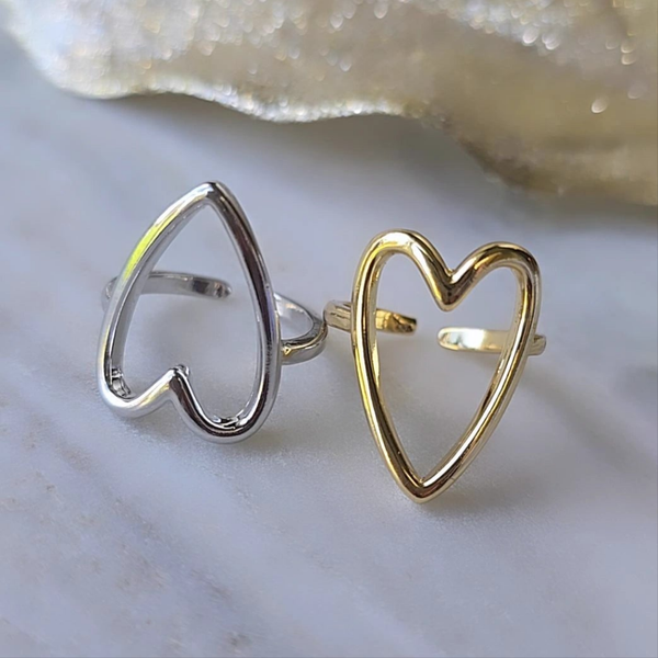 Luxury 18K Gold Plated Heart  Ring in Gold & Silver