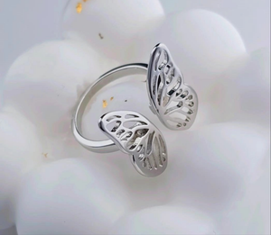 High Quality Exquisite Butterfly Design Stainless Steel Open Rings for Women