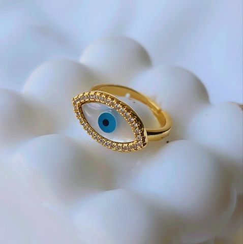High Quality Zircon Unique Colorful Evil Eyes Rings 18K Gold Plated Open Adjustable Rings Jewelry