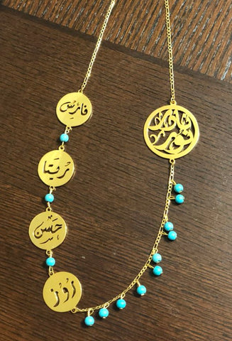 Customized Gold Plated 21K Family Name Necklace