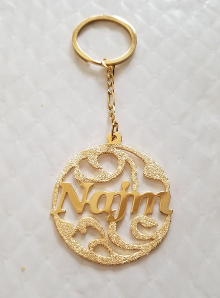 Customized Gold Plated 21K Single Name Keychain