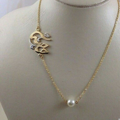 Luxury Elegant 21K Gold Plated Name Necklace with Pearl
