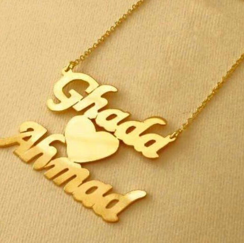 Customized Gold Plated 21K Double Name Necklace