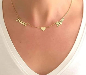 Customized Gold Plated 21K Double Name Necklace