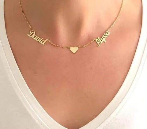 Customized Gold Plated 21K Double Name Necklace