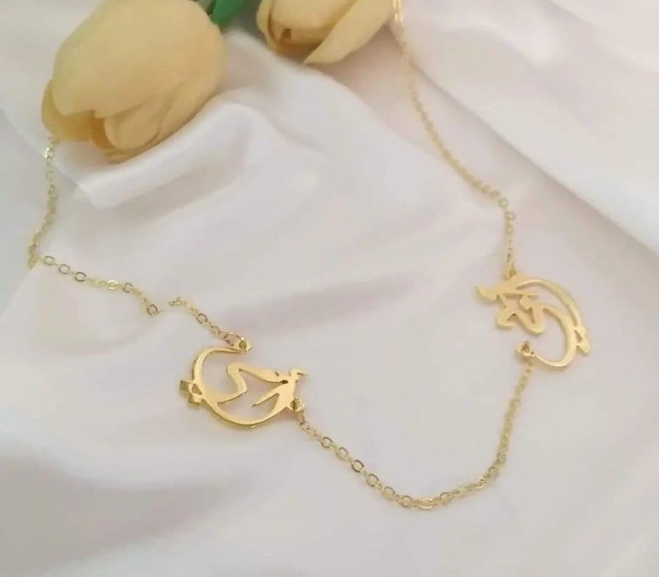 Customized Gold Plated 21K Double Name Necklace
