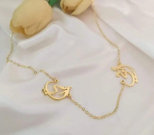 Customized Gold Plated 21K Double Name Necklace