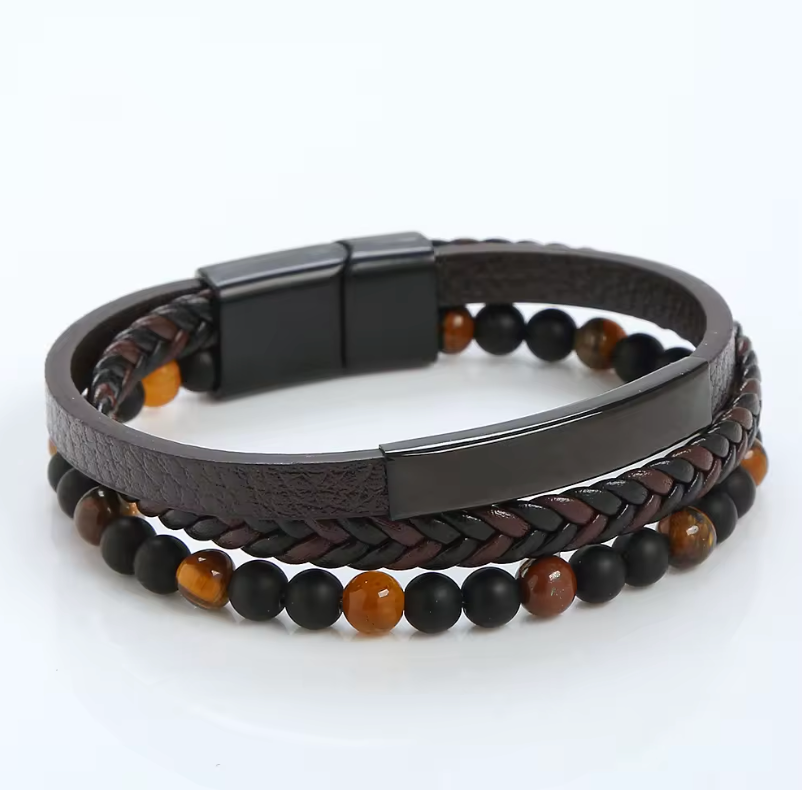 Leather and Beads Bracelet Set