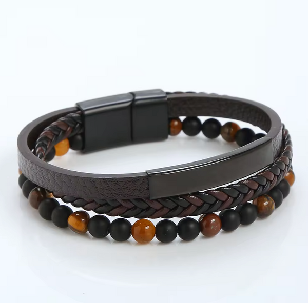 Leather and Beads Bracelet Set