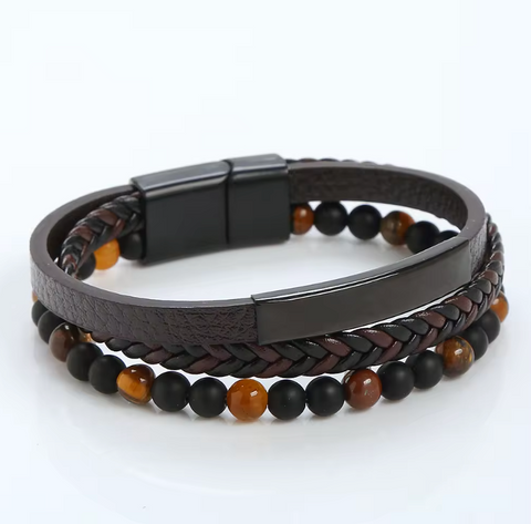 Leather and Beads Bracelet Set
