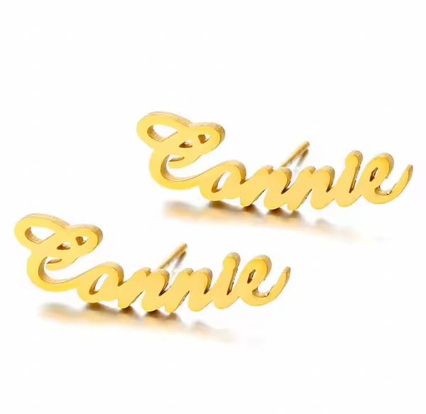 Luxury Gold Plated 21K Customized Name Earrings