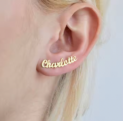Luxury Gold Plated 21K Customized Name Earrings