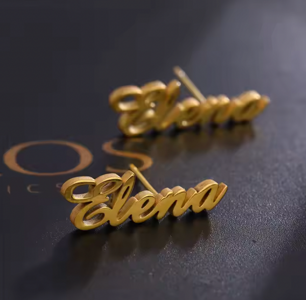 Luxury Gold Plated 21K Customized Name Earrings
