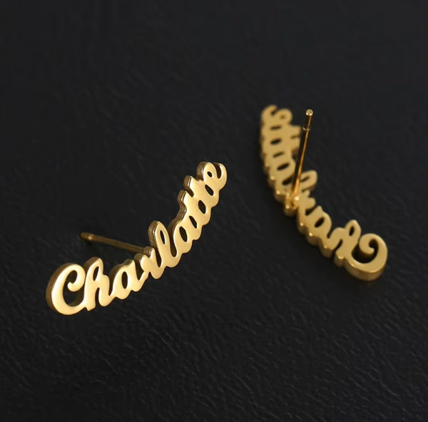 Luxury Gold Plated 21K Customized Name Earrings