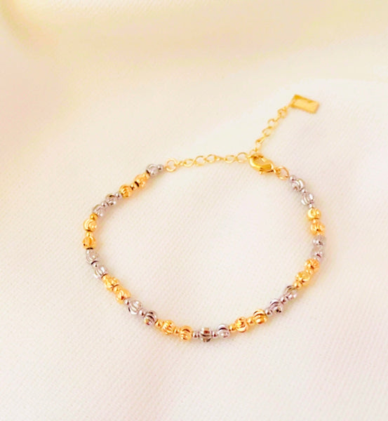 Trendy Fashionable Mini Bubble Beads Bracelet 18K Gold Plated Stainless Steel