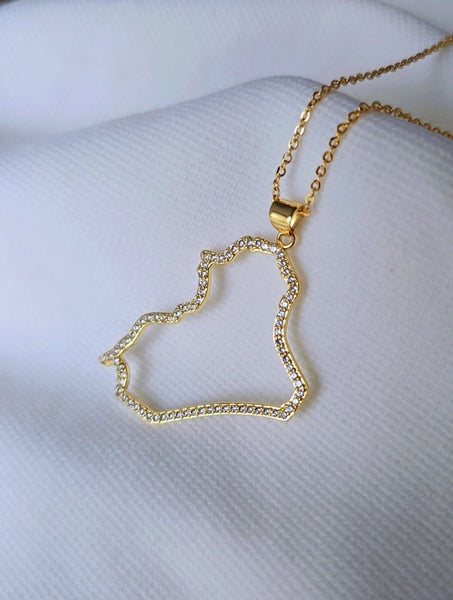 IRAQ Map Necklace - Elegant 21K Gold Plated Chain & Map CZ  Pendant for Formal Events & Daily Wear