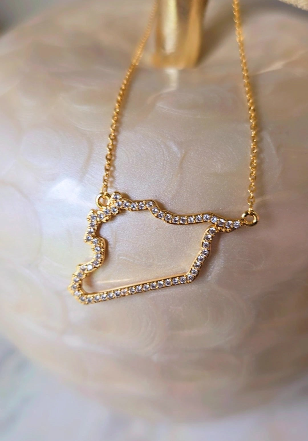 SYRIA Map Necklace - Elegant 21K Gold Plated Chain & Map Pendant for Formal Events & Daily Wear